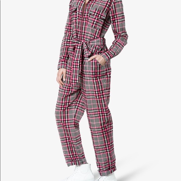 Pink plaid GANNI jumpsuit Size Small (DK 34) - Picture 2 of 12